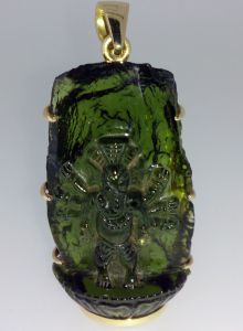 pendentif or en moldavite ganesh