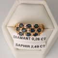 Bague en or 18 ct avec saphirs et diamants