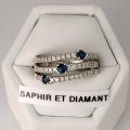 Bague en or blanc 18 ct avec saphirs et diamants