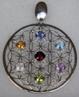 Fleur de vie avec  pierres des chakras GM (diamètre 50 mm)